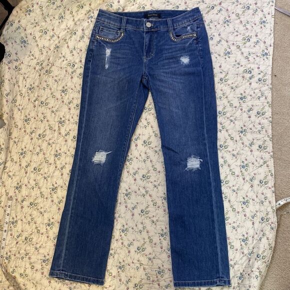 White House Black Market Jeans Size 0 Crop Distressed Jeans - Picture 3 of 7